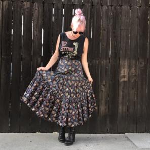 Vintage Prairie Boho Midi Skirt Xs Sm