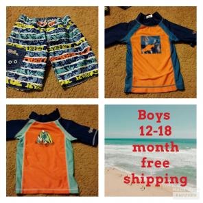 Boys 12 18 month swim trunk shirt bundle