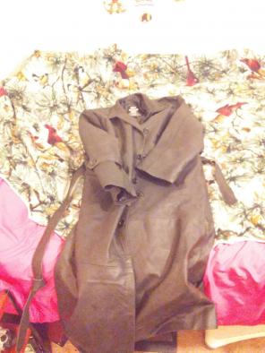 Men's Buffalo leather trench coat 2X.