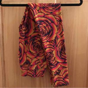 LuLaRoe Yellow Pink Rose Leggings OS