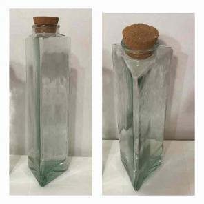 Vintage Glass Triangular Bottle Vase