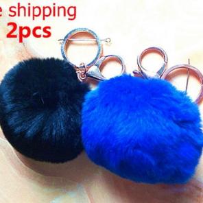 Faux Rabbit Hair Key Chain BY