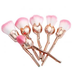 6 Pc Gold Rose Flower Makeup Brush Set!