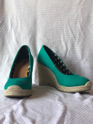 Teal Wedge Sandals