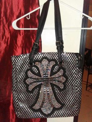Black cross rynstone purse