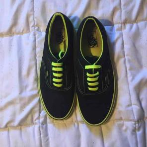Black and Neon Yellow/ Green Vans
