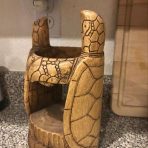 Wooden Turtle Wine Bottle Holder