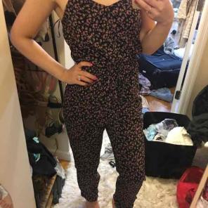 Floral pink&black jumpsuit