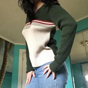 Women Vintage 90s Grunge Stripe Sweater