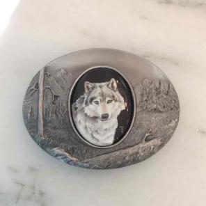 SILVER WOLF BELT BUCKLE Julie Zsupnik