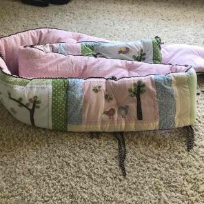Pottery Barn Kids crib bumper and baking