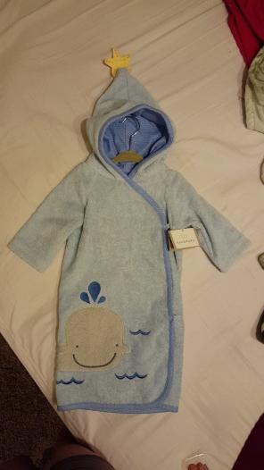 Baby whale hooded towel