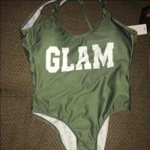 Olive green one piece swimsuit