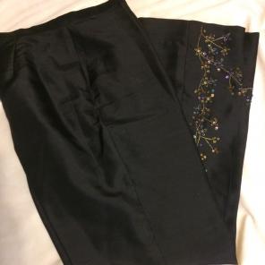 Ice Black Silk Beaded Pants 10