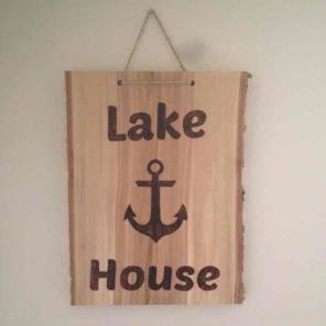 Wood burned sign