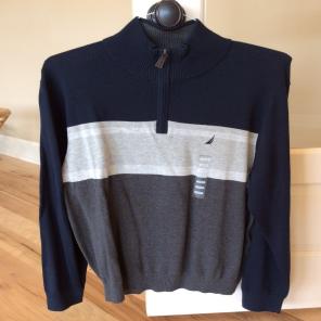 New Mens Large Nautica Zip Neck Sweater