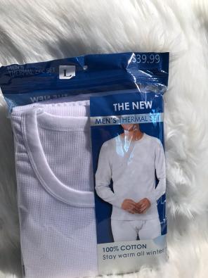 Thermals Set White Top & Bottom Large
