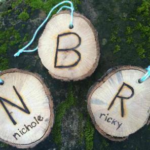CUSTOM wood ornament with initial