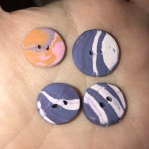 4 Handmade Polymer Clay Buttons