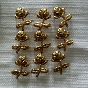 Vintage Gold Tiny Rose Pronged Studs