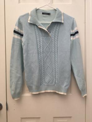 COLLARED CABLE KNIT SWEATER