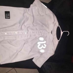 Reflective white button up jersey