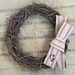 Burlap Monogrammed Initial G Door Wreath