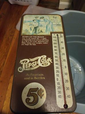 Vintage Pepsi-Cola Ad with Thermometer