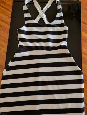 Black and white criss cross back dress