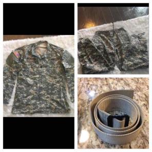 ACU top, pants, and belt