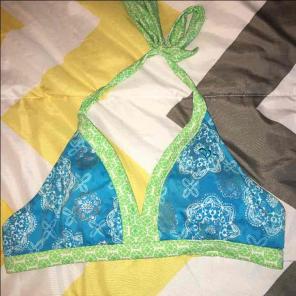 Blue and green girls bikini top