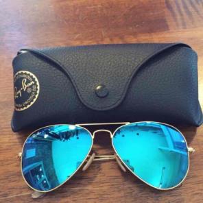 100%AUTHENTIC ray-ban aviator blue lens