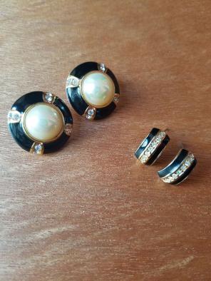 Black White and Gold Earrings