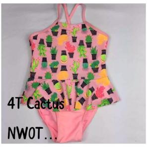 4T NWOT Pink Cactus One Pc Swimsuit F/S