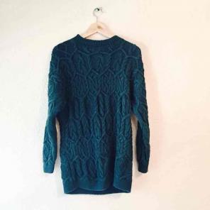 Vintage 1980s cable knit sweater teal S