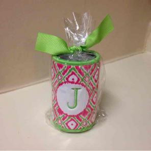 Adorable J initial koozie!