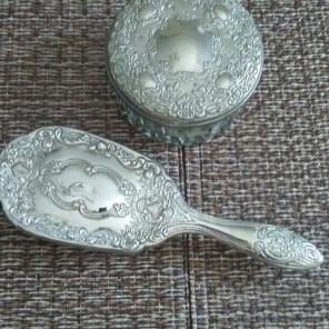 Beautiful silver brush and powder dish