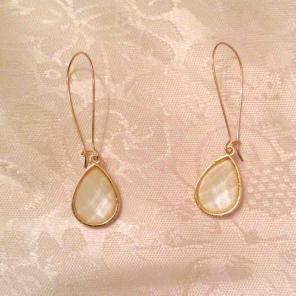 Opal and Gold Look Hoop Earrings