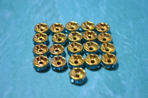 Blue and Gold Rhinestoned Spacer Beads