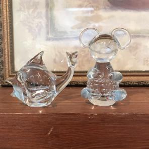 Fish And Mouse Bubble Glass Paperweights