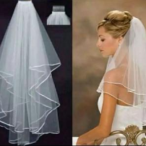 20 inch White Veil With Comb ♡ FREE SHIP