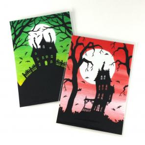 2 ACEO ATC Prints Spooky Silhouettes