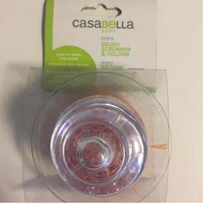 Mini brush scrubber and holder
