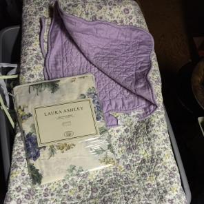 Quilted Twin Coverlet And Curtain Set