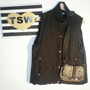 CAROLYN TAYLOR ZIPPER QUILTED VEST SZ M