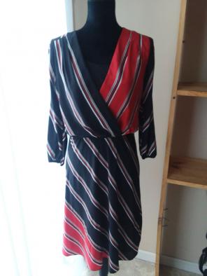 WHBM Silk Dress Faux Wrap Striped Size 4