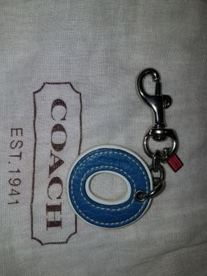 Coach O blue and yellow keychain fob