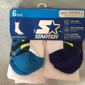 Starter Boys Crew Socks-Children's Small