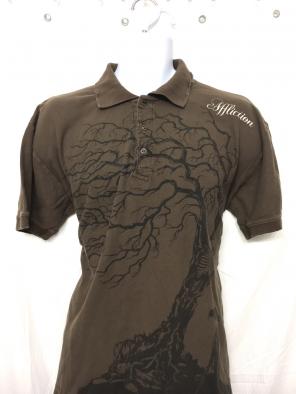 Affliction Men's Brown Floral Polo Shirt