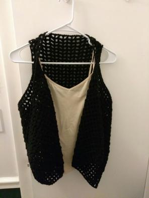 Black crochet vest